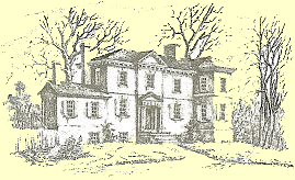 Line drawing of historic Laurel Hill Mansion