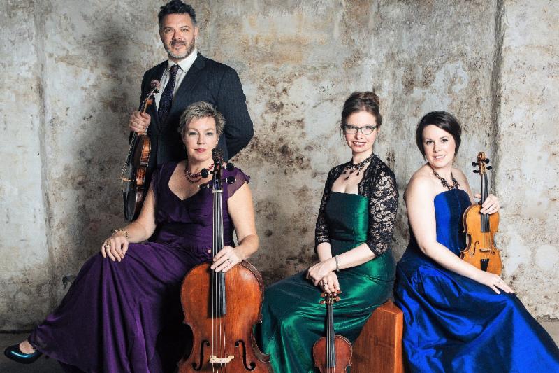 Photograph of the Franklin String Quartet who will be preforming in Philadelphia at Laurel Hill Mansion on August 19th.  Tickets are available here.