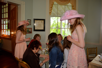 Photograph of guests at the 2016 Spring Tea at Laurel Hill Mansion in Fairmount Park, Philadelphia PA