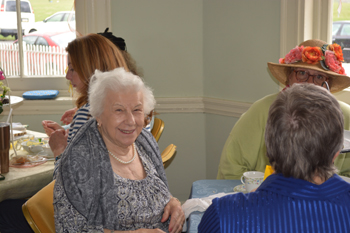 Women for Greater Philadelphia Board member and Garden committee chair Sylvia Myers at the 2018 Spring Tea Fundraiser at Laurel Hill Mansion.