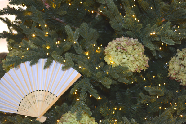 detail of the 2023 holiday tree at historic laurel hill mansion decorated by theMilitia Hill Questers 