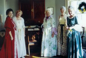 Members of Women for Greater Philadelphia including chairman of the Board Alma Jacobs dressed in colonial garb for the yuletide tours