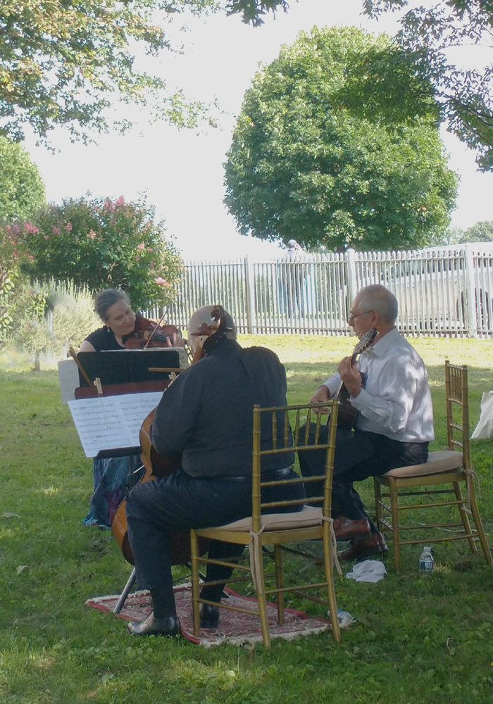 Photograph of the Florian Trio playing at Laurel Hill Mansion