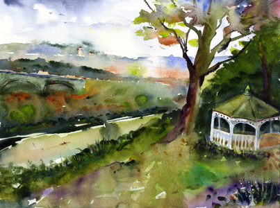 A watercolor by plein air painting workshop participant Clem Davinci